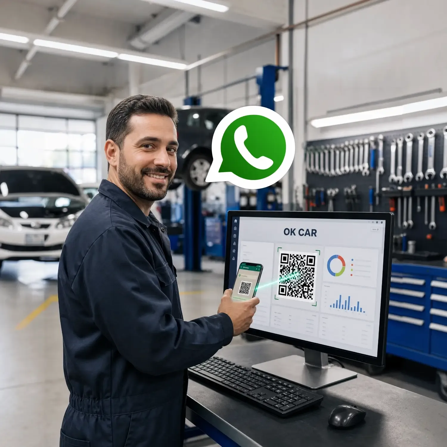 Mecánico enviando información